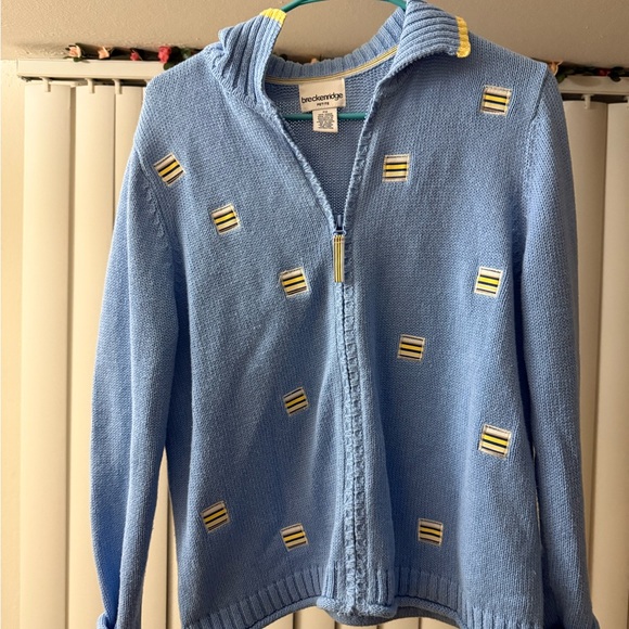 breckenridge Sweaters - Vintage Breckenridge Zip Up Cardigan Blue Nautical Size Petite Medium